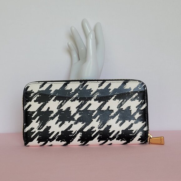 KATE SPADE Morgan Painterly Houndstooth Zip-Around Wallet- Black Multi⭐ - Picture 7 of 16